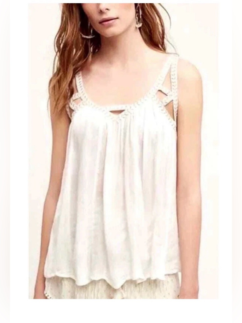 Vanessa Virginia Anthropologie Cutwork Gauze Grecian Tank Size 4
